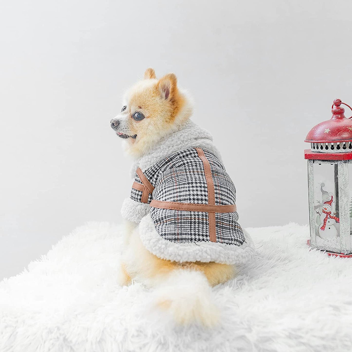 Plaid Lamb-Velvet Dog Outfit — Cozy Autumn-Winter Pet Clothe