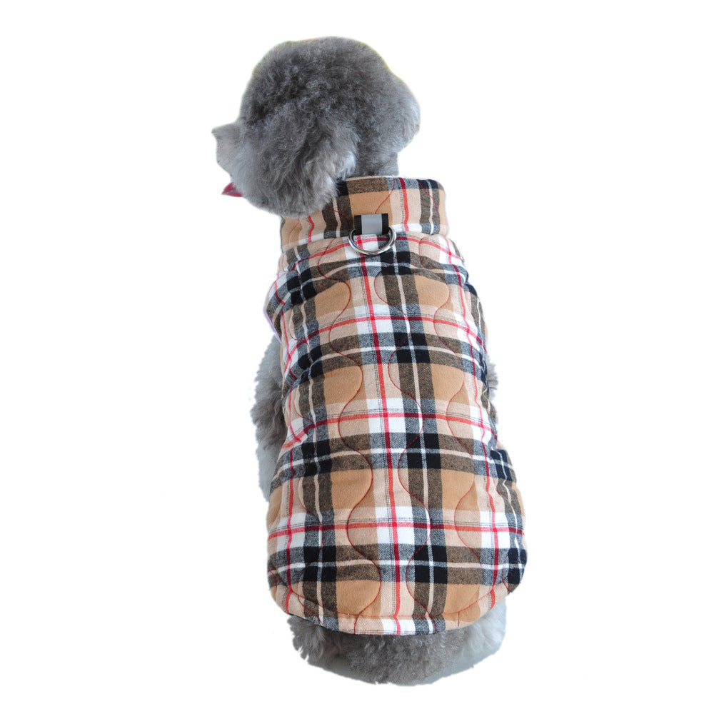 Plaid Puffer Down Jacket for Dogs — Warm Winter Zip Coat | T