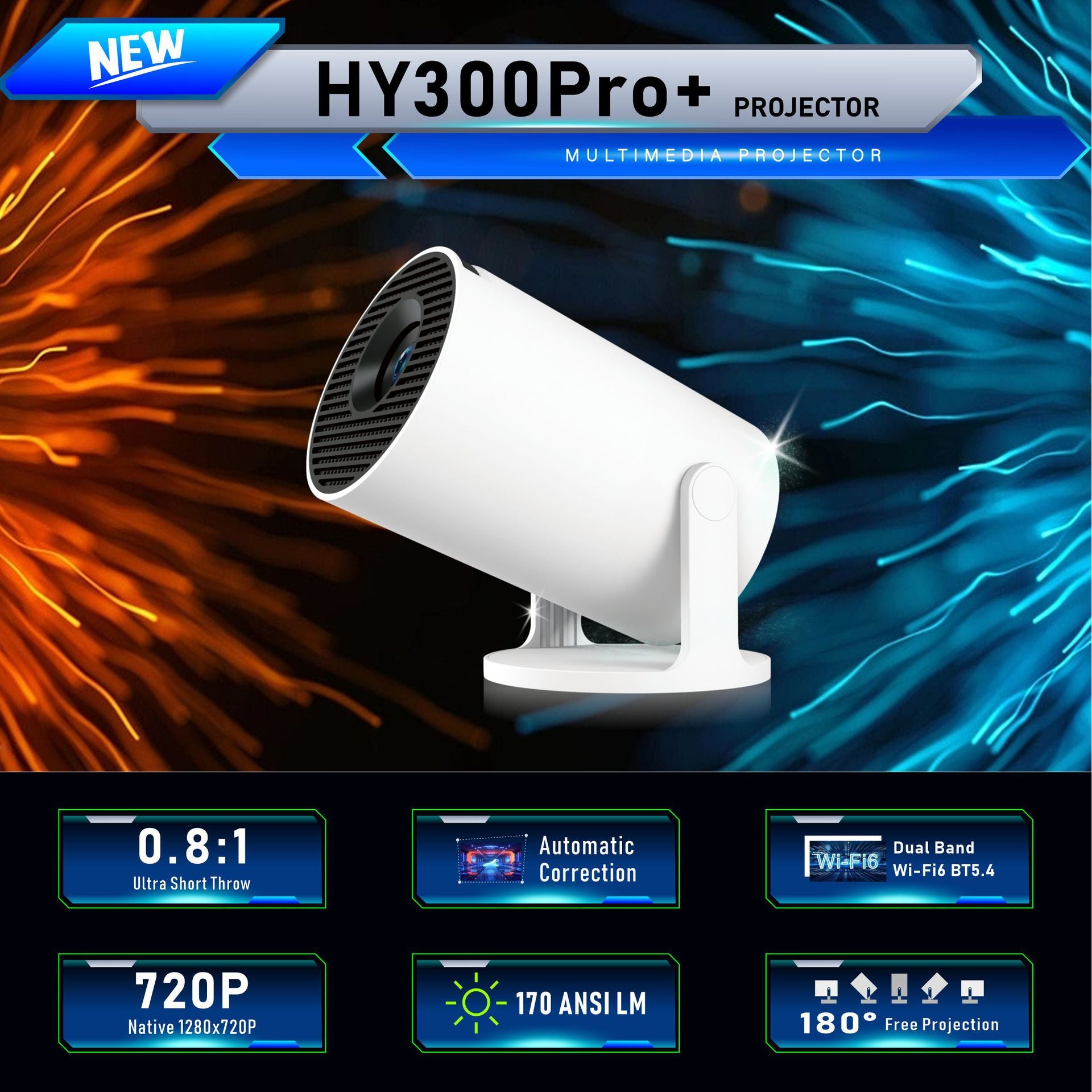 HY300 portable mini home cinema projector