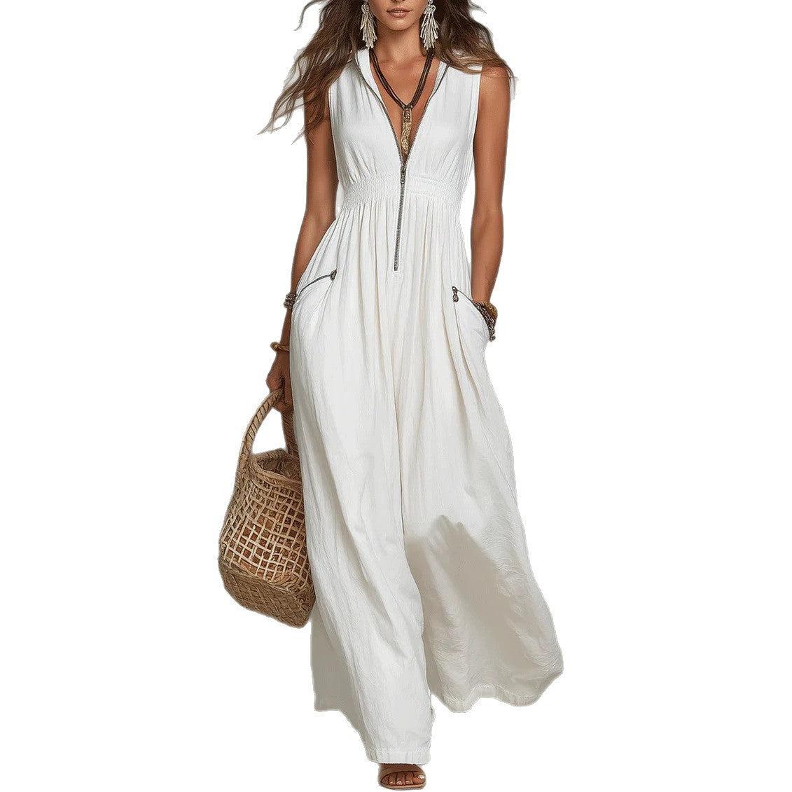 Bohemian V-Neck Vacation Maxi Dress | Trilya Boutique
