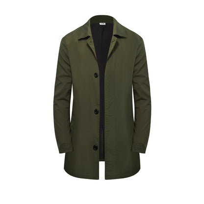 Men's Classic Single-Breasted Trench Coat, Commuter and Trav