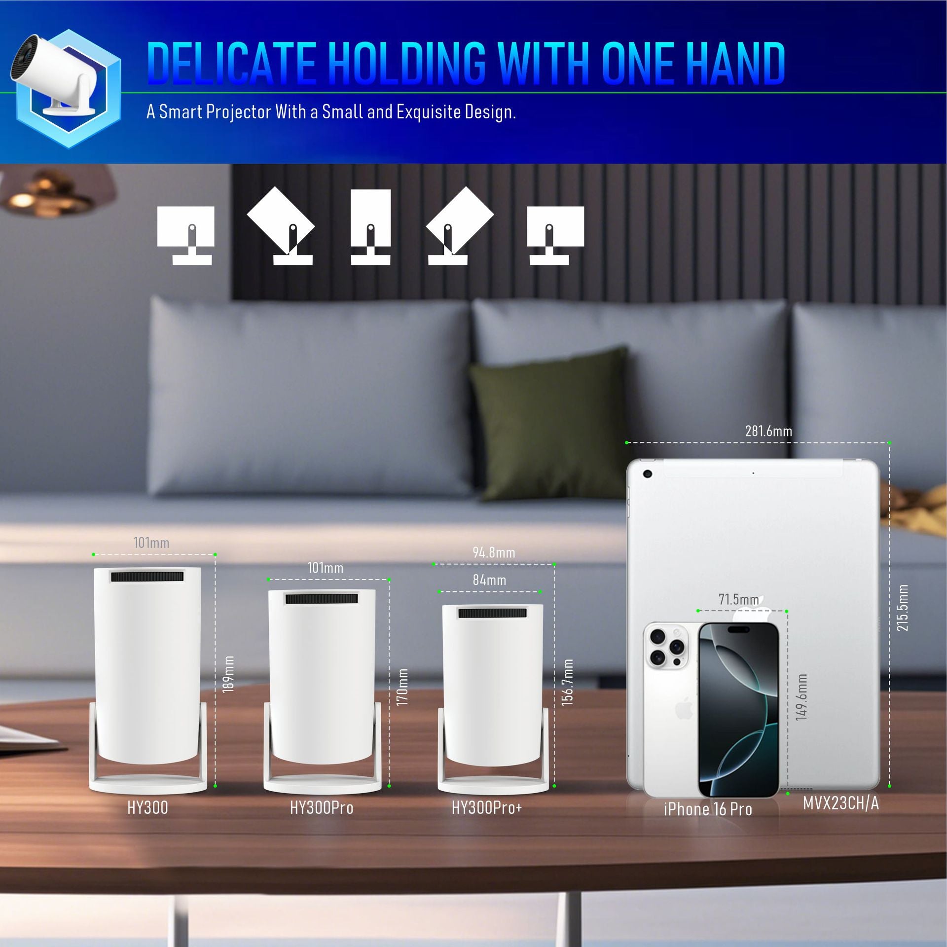 HY300 portable mini home cinema projector