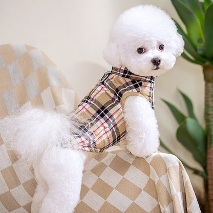 Plaid Puffer Down Jacket for Dogs — Warm Winter Zip Coat | T