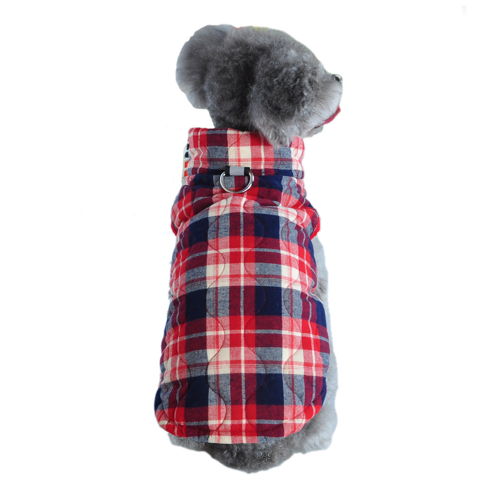 Plaid Puffer Down Jacket for Dogs — Warm Winter Zip Coat | T