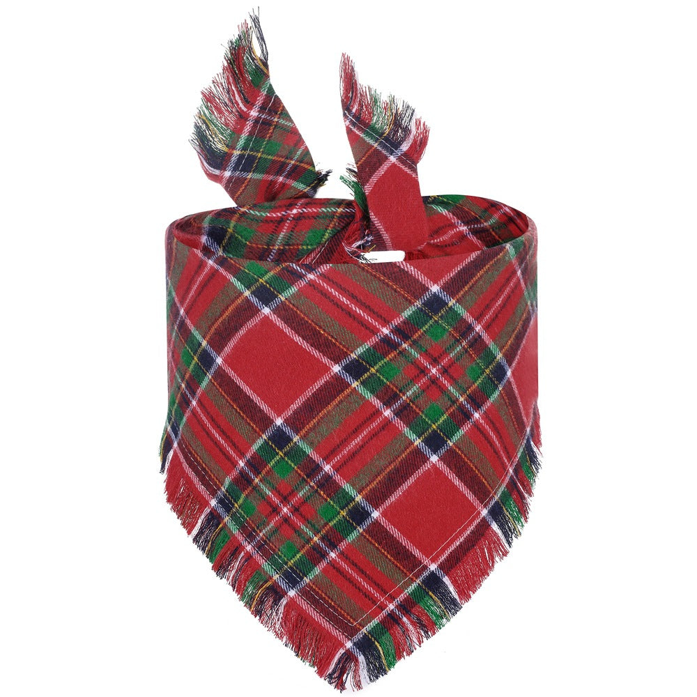 Fall Plaid Tassel Dog Bandana — Triangle Scarf Photo Prop | 