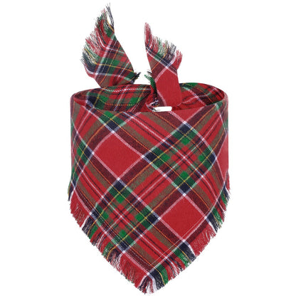 Fall Plaid Tassel Dog Bandana — Triangle Scarf Photo Prop | 