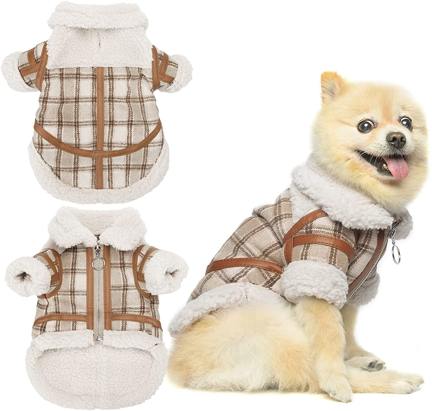 Plaid Lamb-Velvet Dog Outfit — Cozy Autumn-Winter Pet Clothe