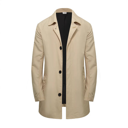 Men's Classic Single-Breasted Trench Coat, Commuter and Trav