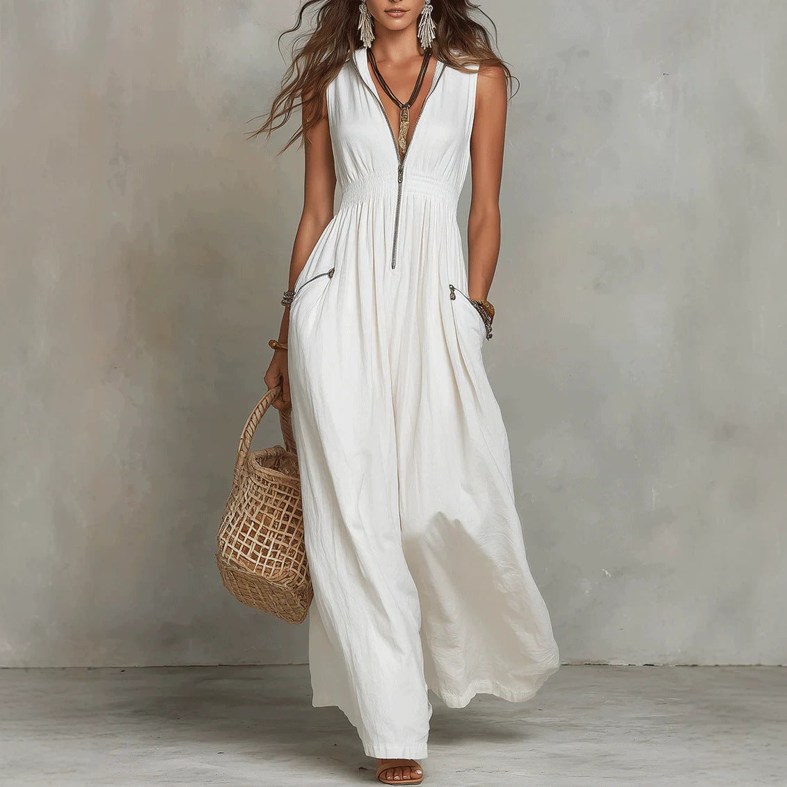 Bohemian V-Neck Vacation Maxi Dress | Trilya Boutique