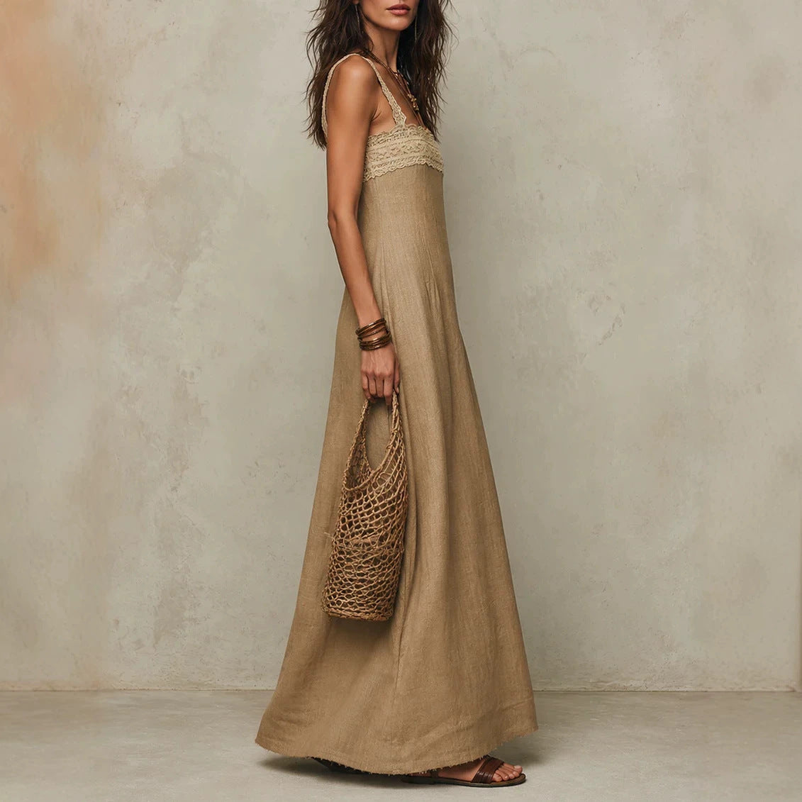 Loose Strap Straight Maxi Dress | Trilya Boutique