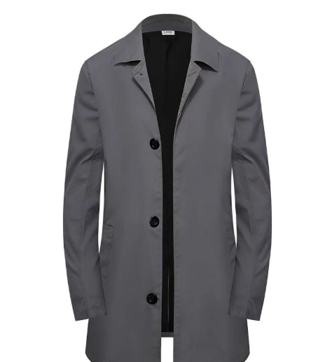 Men's Classic Single-Breasted Trench Coat, Commuter and Trav