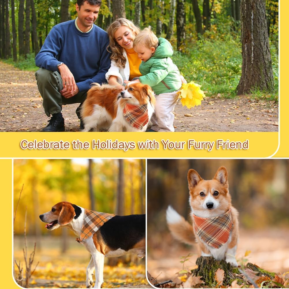 Fall Plaid Tassel Dog Bandana — Triangle Scarf Photo Prop | 