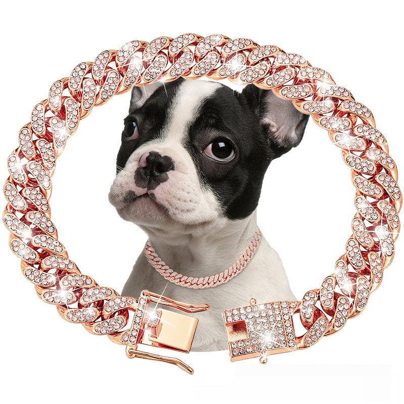 Cuban link diamond pet collar